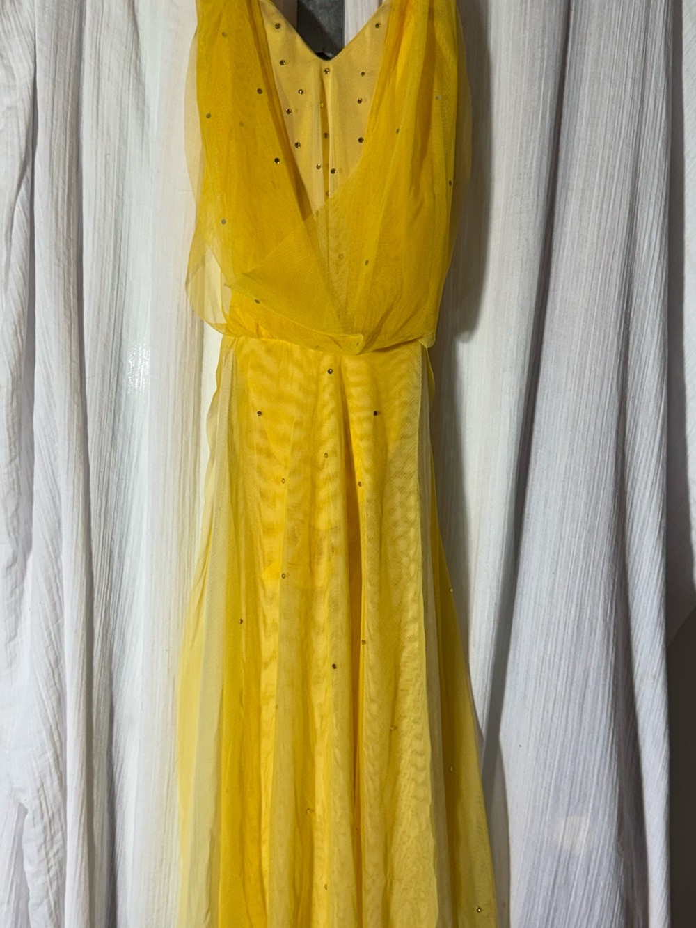 Kele yellow lyrical dance dress small ballet costume tulle rhinestone